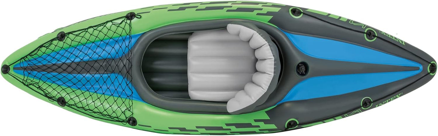 INTEX CHALLENGER SERIE KAYAK INFLABLE CON PALETAS DE 86” Y BOMBA DE ALTO RENDIMIENTO – PVC SUPERFUERTE – ASIENTO AJUSTABLE CON RESPALDO