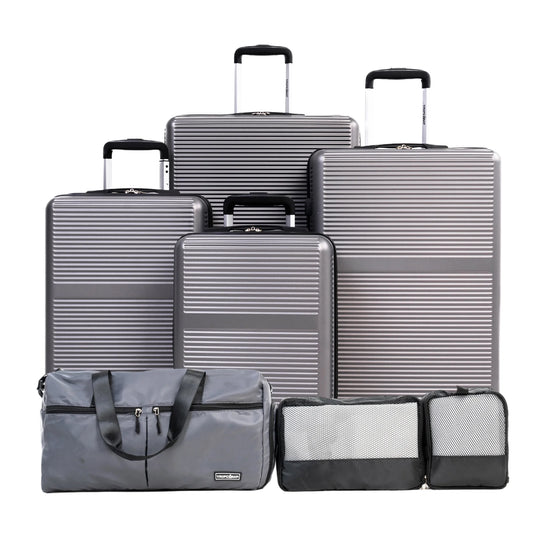 JUEGO DE MALETAS RÍGIDAS DE 7 PIEZAS – ABS+PC LIGERAS CON CERRADURA TSA Y RUEDAS 360°