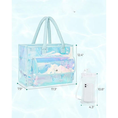 BAGSMART BOLSA DE PLAYA IMPERMEABLE PARA MUJER – GRAN CAPACIDAD CON BOLSA PARA TELÉFONO