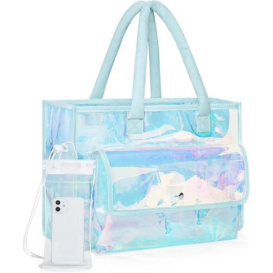 BAGSMART BOLSA DE PLAYA IMPERMEABLE PARA MUJER – GRAN CAPACIDAD CON BOLSA PARA TELÉFONO