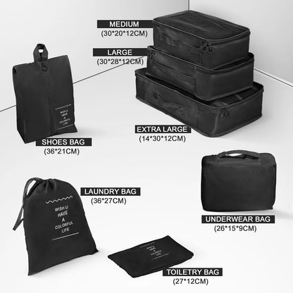 JUEGO DE MALETAS DE VIAJE 3 PIEZAS - CON 7 BOLSAS ORGANIZADORAS