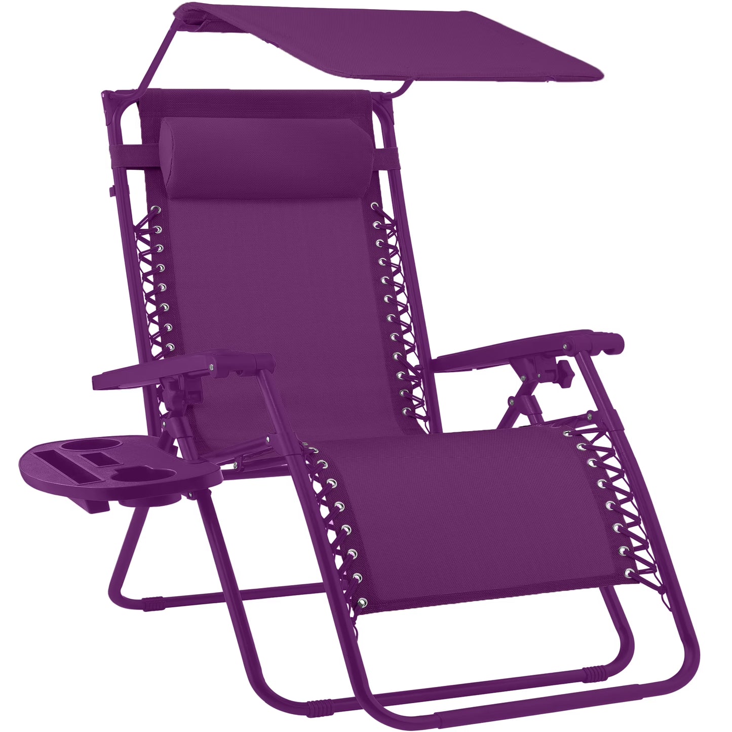 SILLÓN RECLINABLE PLEGABLE DE GRAVEDAD CERO CON DOSSEL, REPOSACABEZAS Y BANDEJA