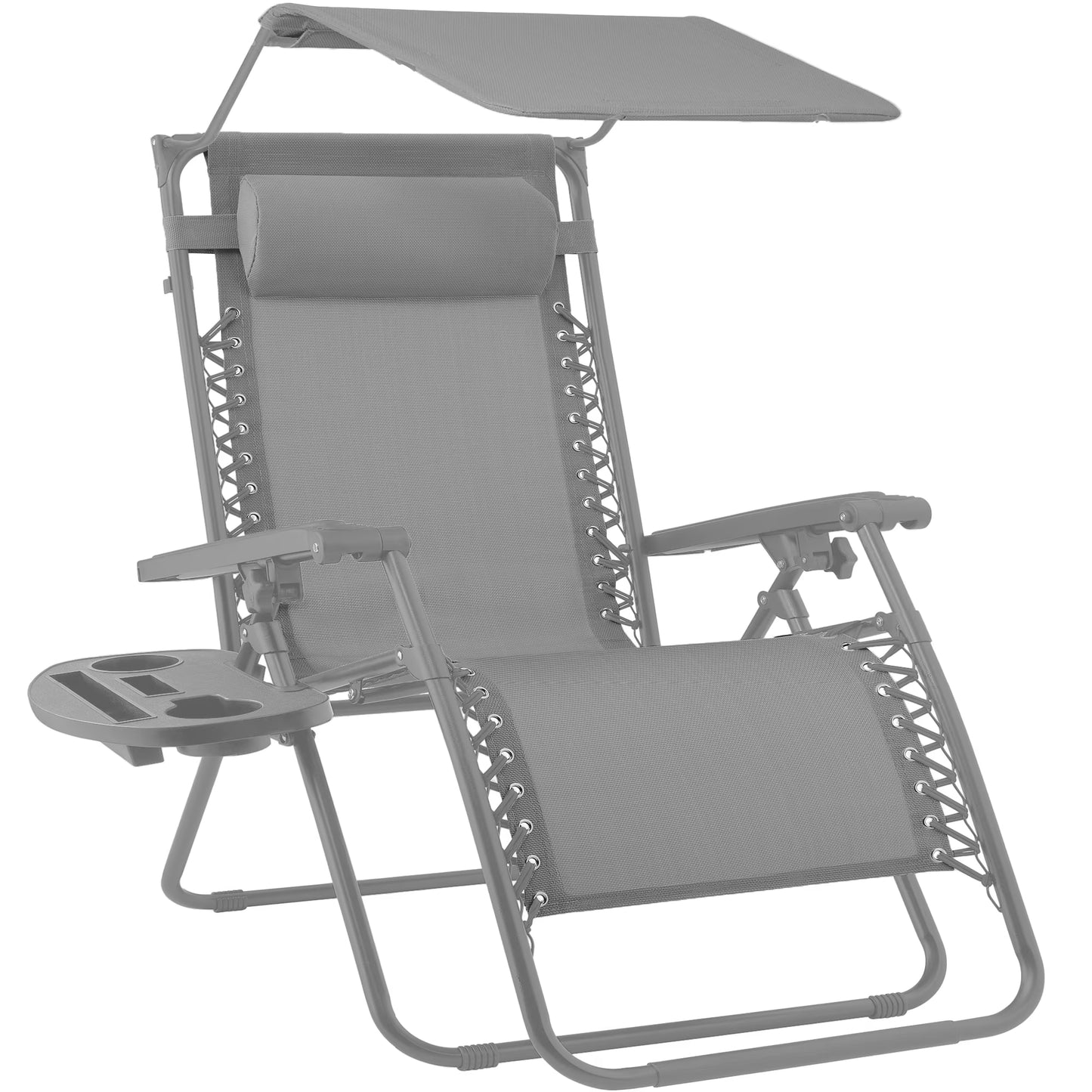 SILLÓN RECLINABLE PLEGABLE DE GRAVEDAD CERO CON DOSSEL, REPOSACABEZAS Y BANDEJA