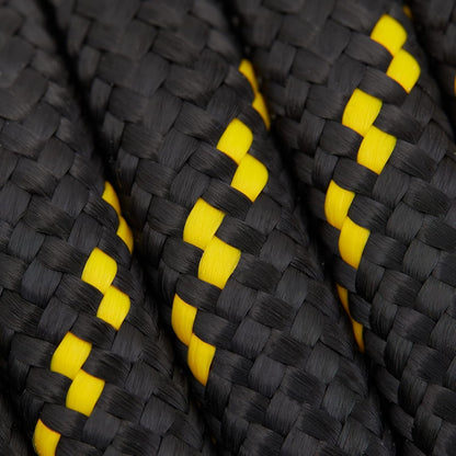 CUERDA TRENZADA DE DIAMANTE PARA BOTES Y REMOLQUES – POLIÉSTER 1/2" X 100FT NEGRO Y AMARILLO