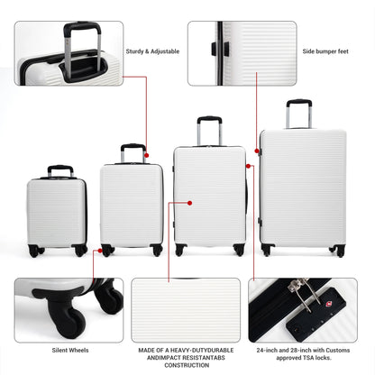 JUEGO DE MALETAS RÍGIDAS DE 7 PIEZAS – ABS+PC LIGERAS CON CERRADURA TSA Y RUEDAS 360°